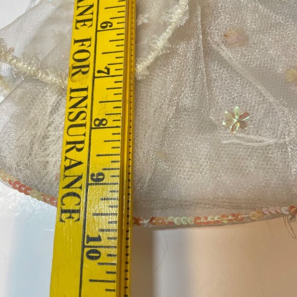 Vintage Handmade Tassel Angel Figurine with Glitter Wings & White Dress - Picture 9 of 9